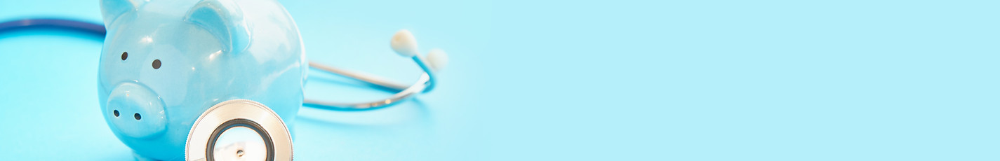 Piggy bank and stethoscope header image