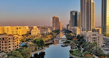 Aerial view of The Views Emaar golf-view apartment community overlooking Emirates Golf Club in Dubai – area guide