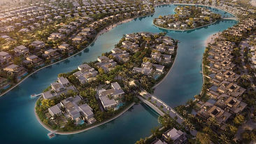 Aerial view of Tilal Al Ghaf Majid Al Futtaim lagoon lifestyle community in Dubai – area guide
