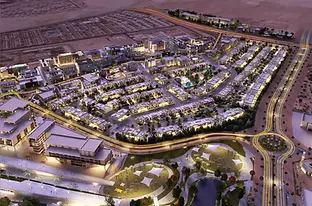 Aerial view of Wasl Gate community near Sheikh Zayed Road Dubai – area guide