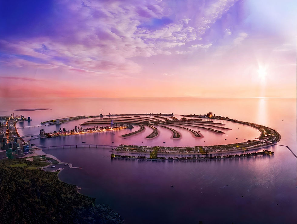 Aerial view of Nakheel Palm Jebel Ali revived ultra-luxury artificial archipelago in Dubai – area guide