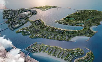 Aerial view of Dubai Islands Nakheel waterfront masterplan off Deira coast in Dubai – area guide