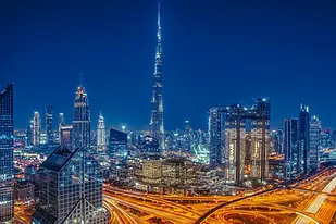 Aerial view of Downtown Dubai Emaar iconic freehold urban district with Burj Khalifa, Dubai Mall and Dubai Fountain Dubai – area guide