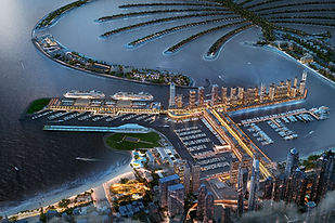Aerial view of Dubai Harbour Meraas waterfront masterplan and marina in Dubai – area guide