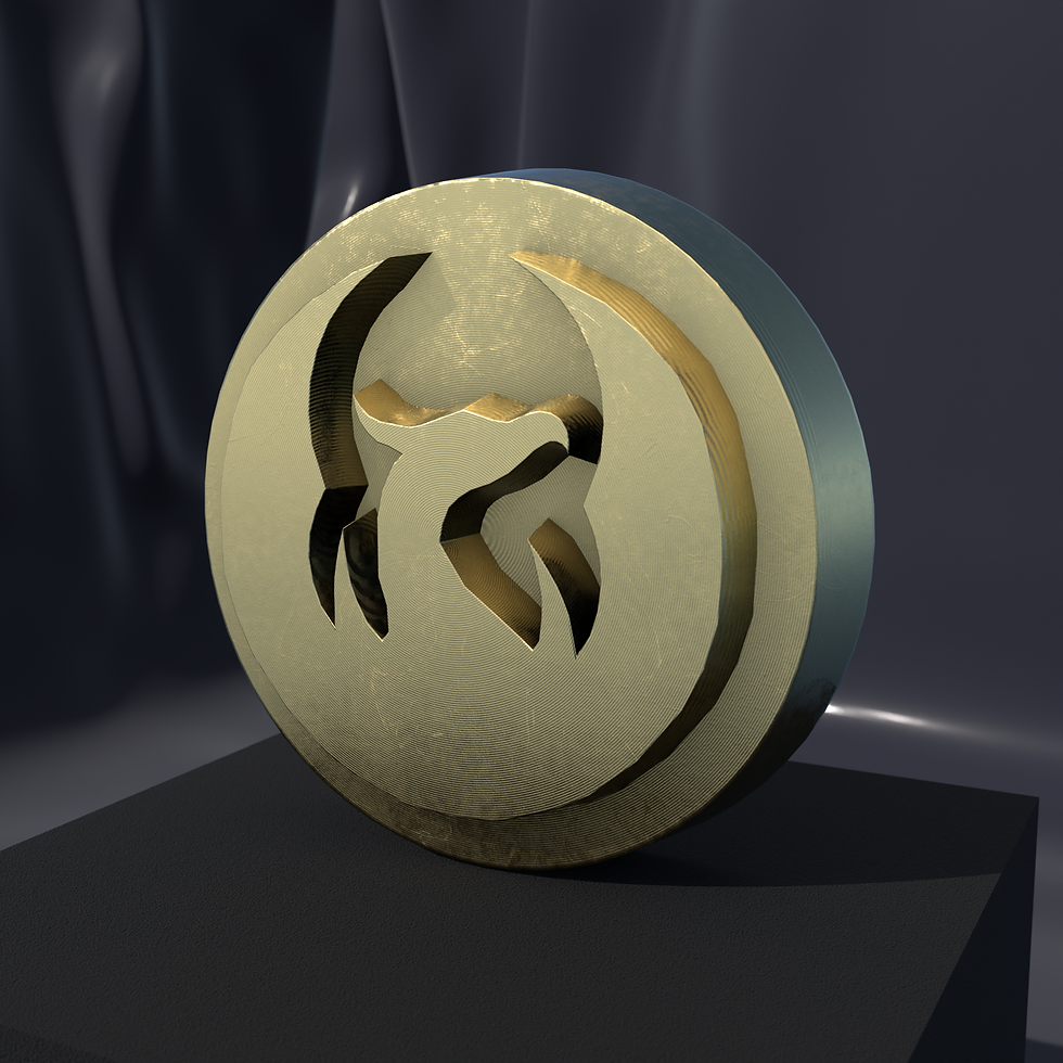 Dragon Riders Club (DRC) medallion in Nordic Gold, front view of the relief design