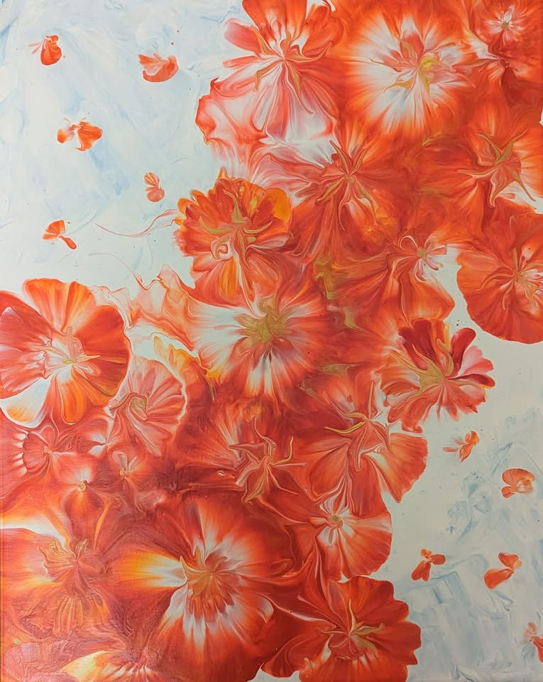A4 Canvas Balloon Kiss Paint Pour