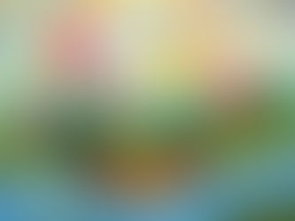 two ladybugs take a boatride down the stream on a leaf as a rainbow and flowers tower overhead