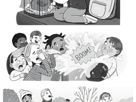 kids having adventures on a school bus