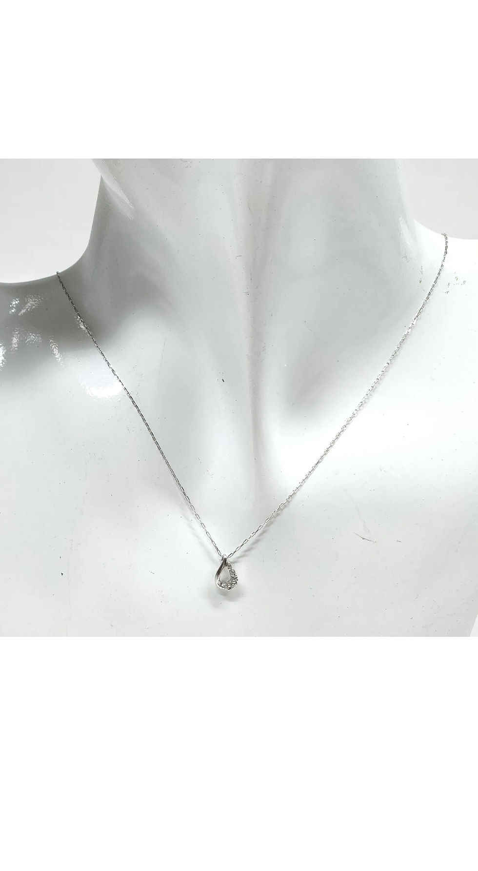Thumbnail: Dainty Solid 10k White Gold & CZ Necklace