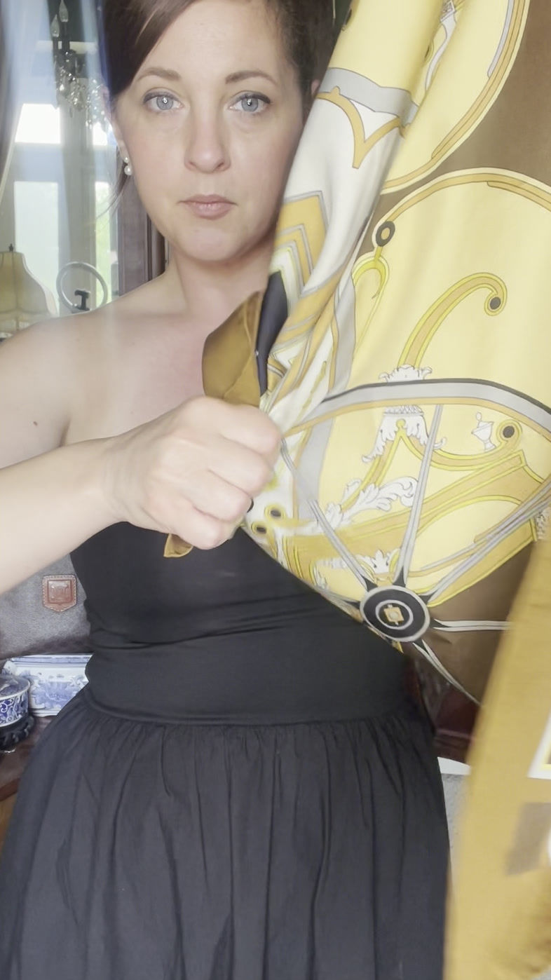 Thumbnail: Hermes 90cm Washington’s Carriage Silk Scarf