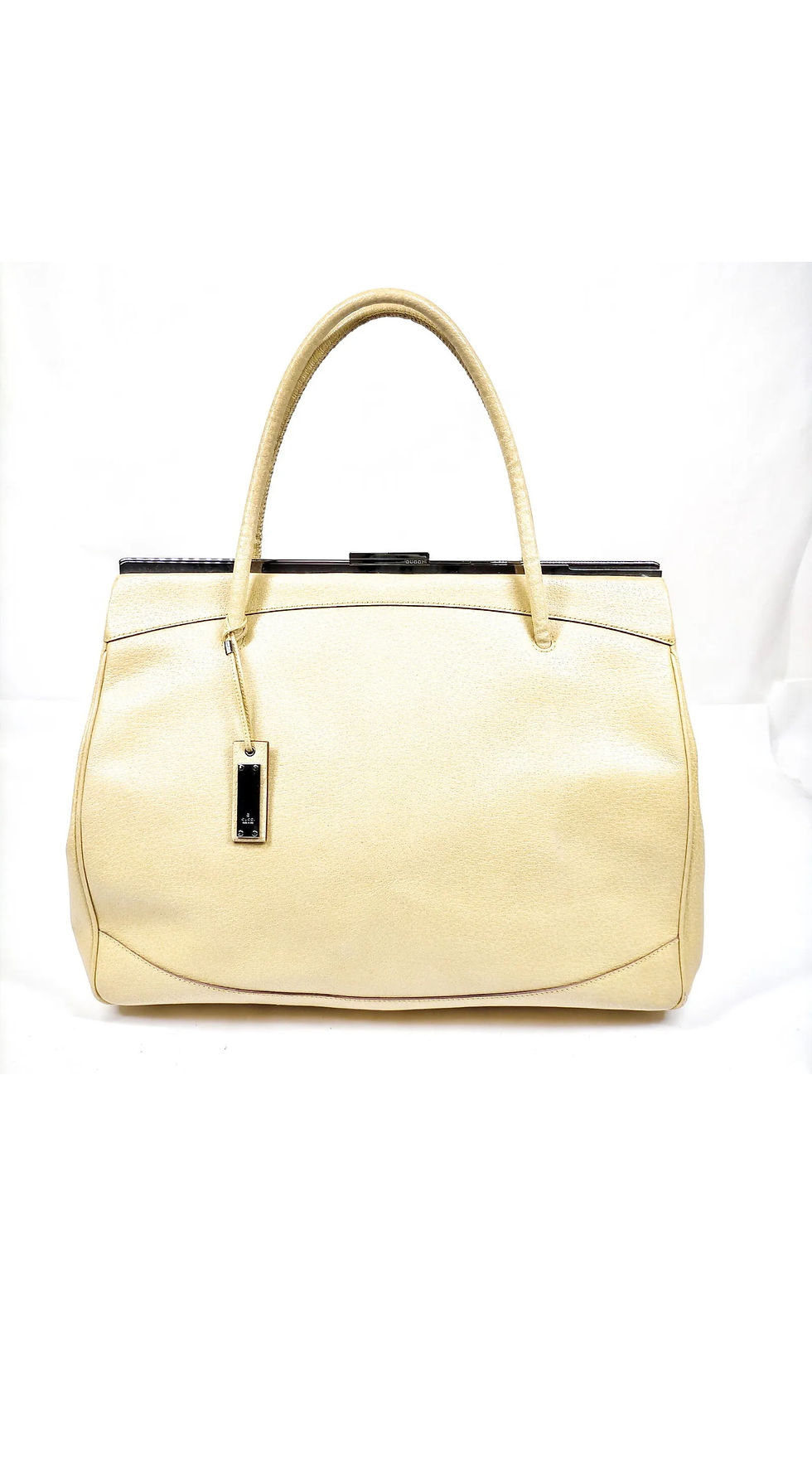 Ivory Leather Vintage Gucci Large Handbag