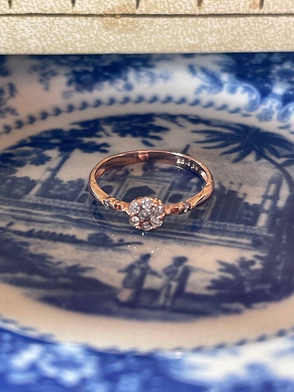 .2ct Diamond & 10k Solid Rose Gold Ring Sz 7
