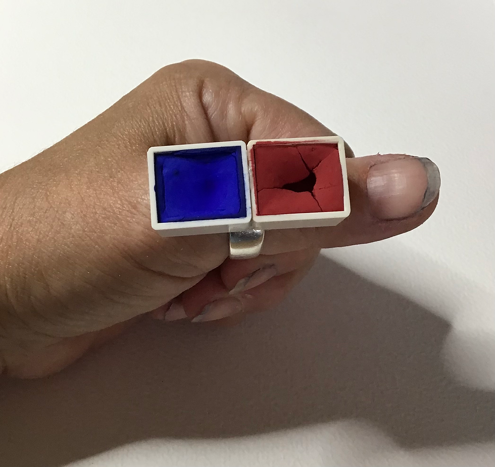 Miniature : Bijoux bague-palette de 2 couleurs médiévales (imit.)