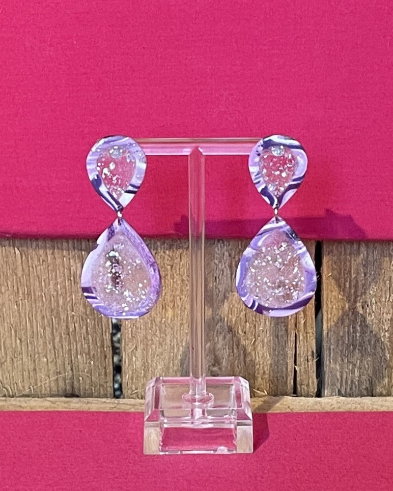 Miniature : Lueur Boréale - boucles d’oreilles - argile polymère  - Atelier Arti'Zen