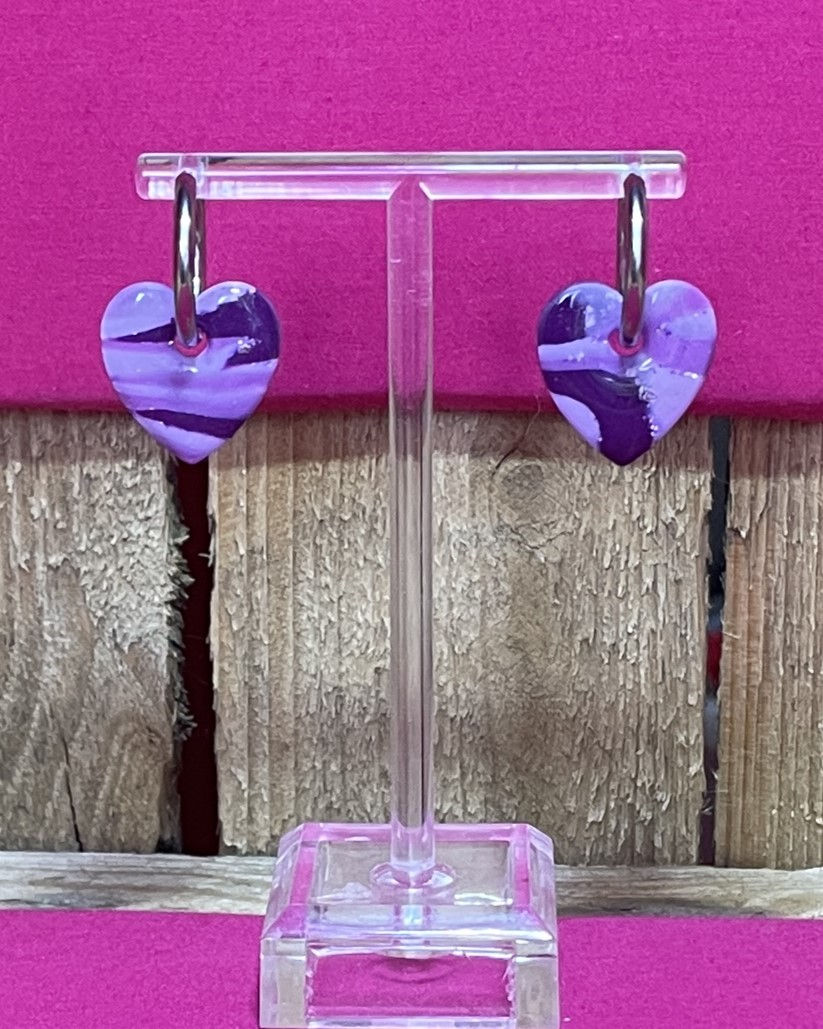 Miniature : Pampille - Cœur - L - Violet - Argile Polymère - Atelier Arti'Zen
