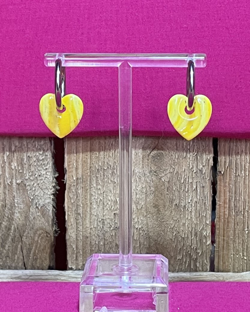 Miniature : Pampille - Cœur - M - Jaune - Argile Polymère - Atelier Arti'Zen
