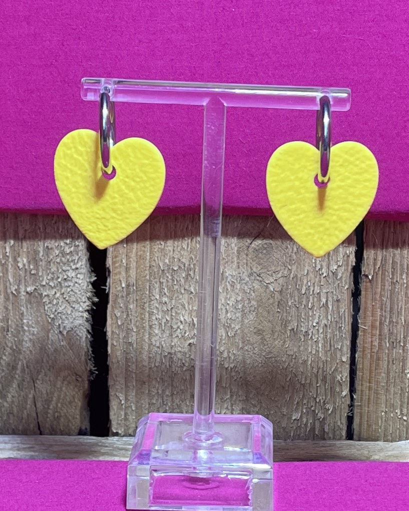 Miniature : Pampille - Cœur - XL - Jaune - Argile Polymère - Atelier Arti'Zen