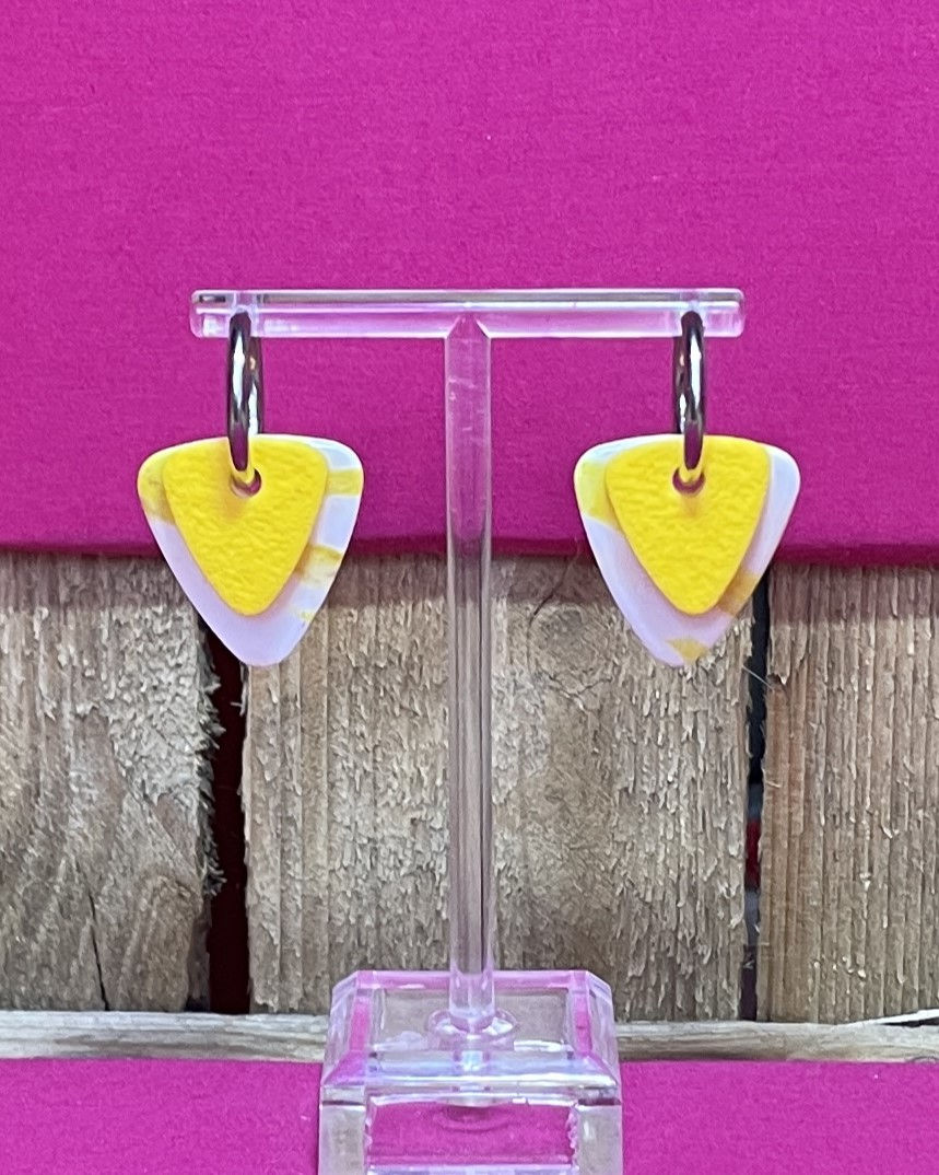 Miniature : Pampille - Médiator - XL - Jaune - Argile Polymère - Atelier Arti'Zen