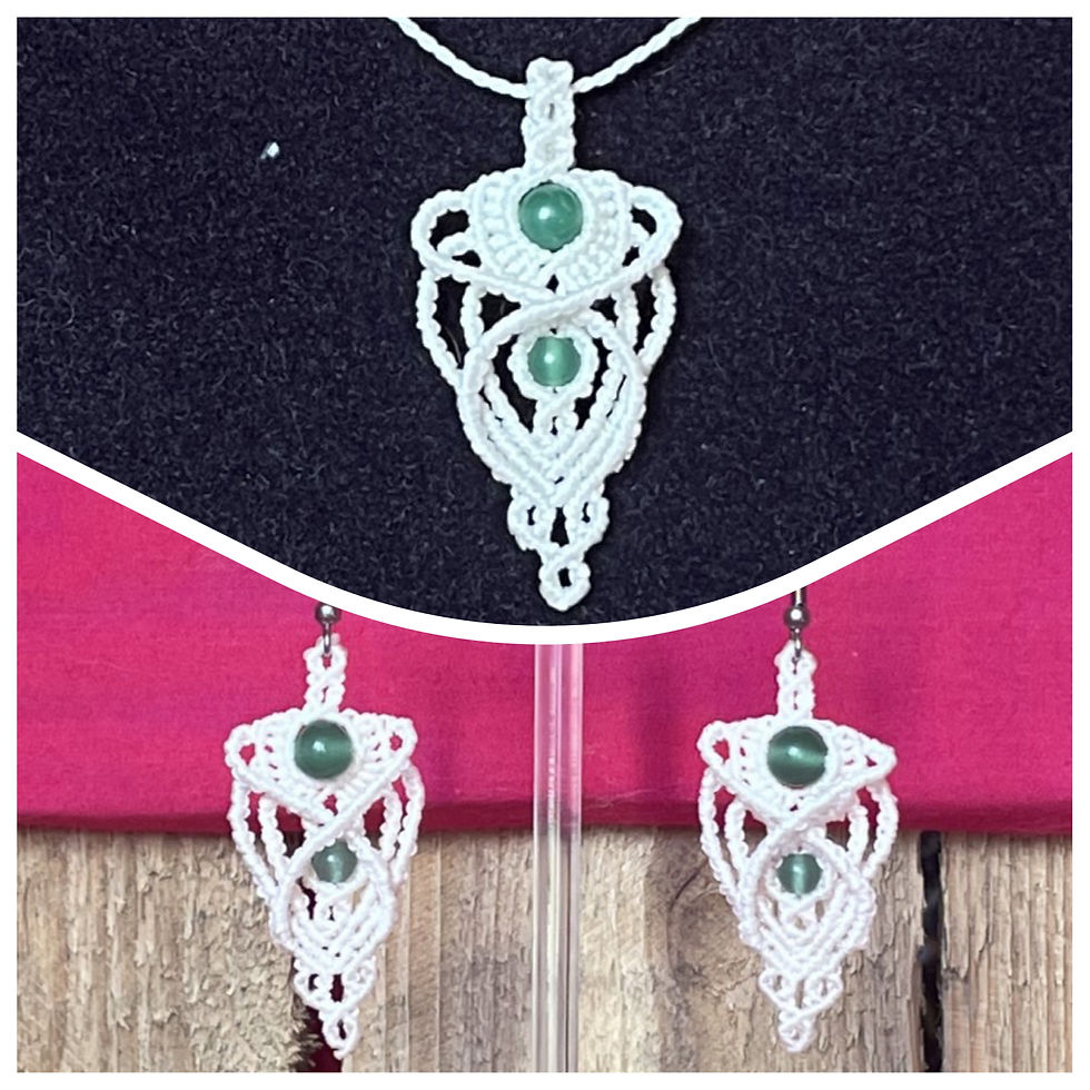 Gardien Solaire-Collier-Boucle d'Oreille-MicroMacramé- Aventurine- Atelier Arti'Zen
