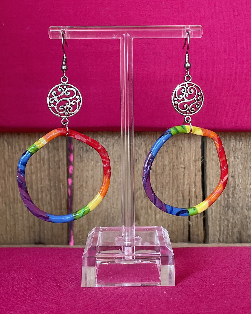 Cercles en Liberté - Boucles d'Oreilles - Argile Polymère - Atelier Arti'Zen