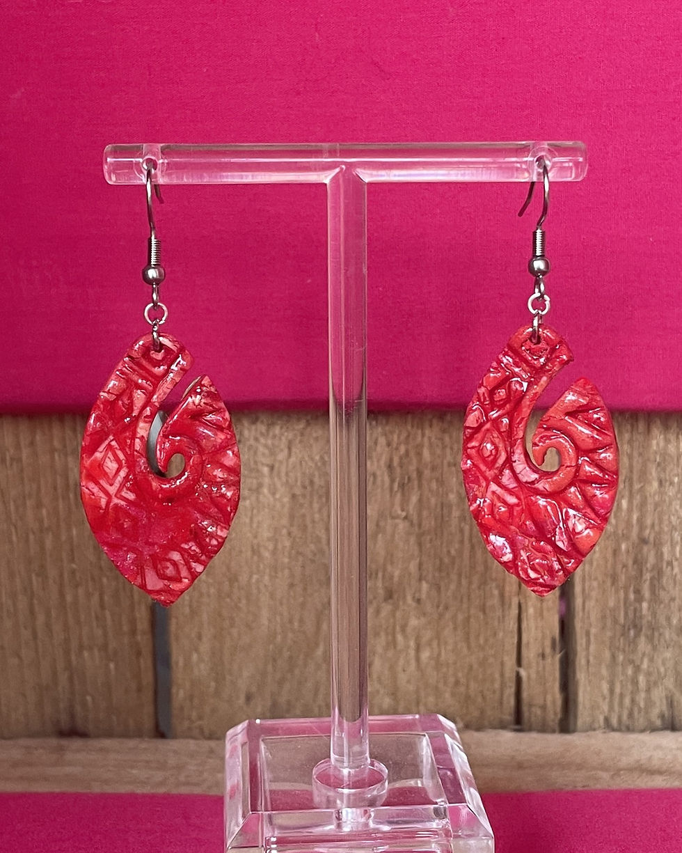 Miniature : Colorâmes -Rouge-Boucles d'oreilles-argile polymère-Atelier Arti'Zen