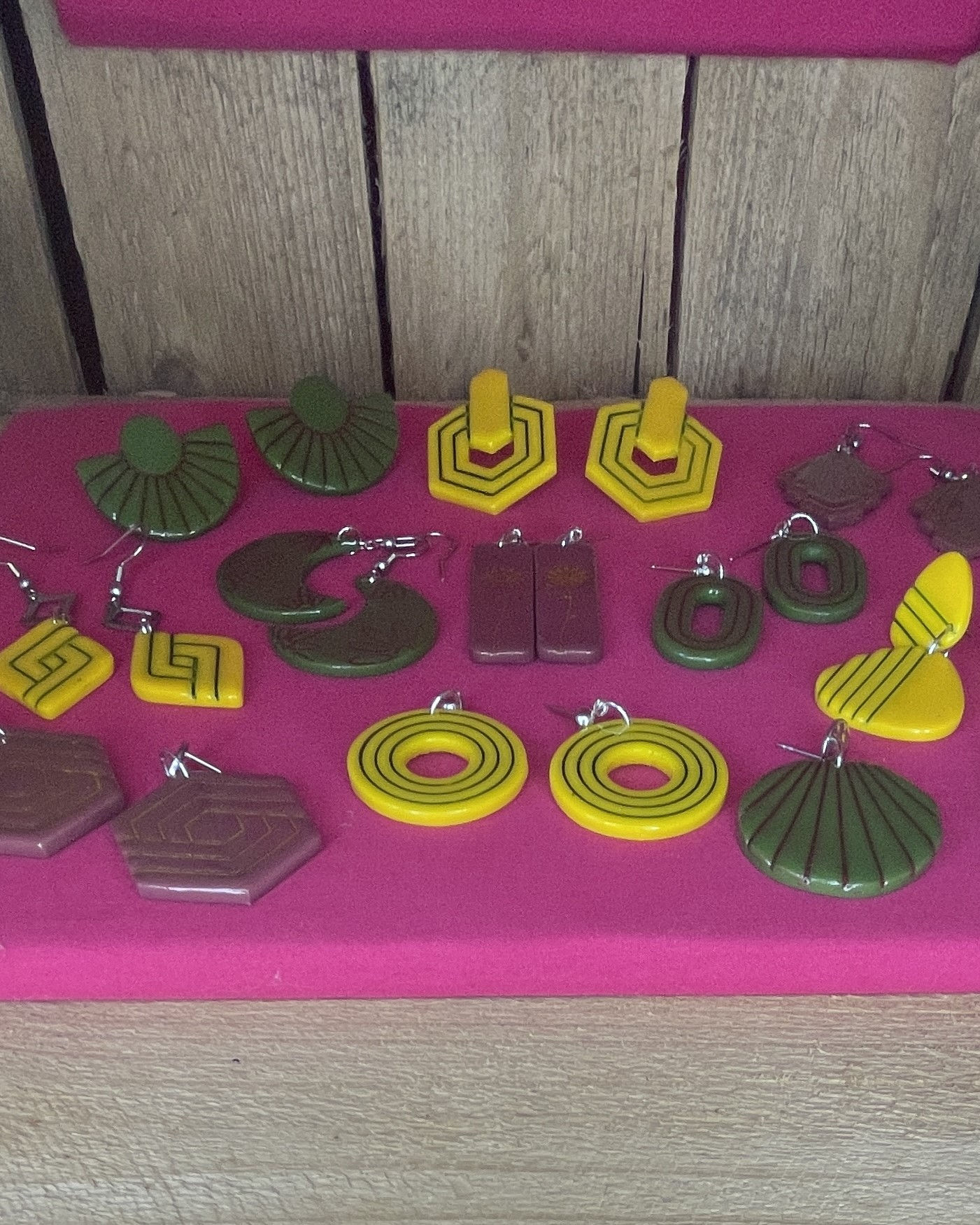 Boucle d'Oreille - Polymère - Géométrie Onirique - Bordeau - Collection Jardin Onirique - Atelier Arti'Zen