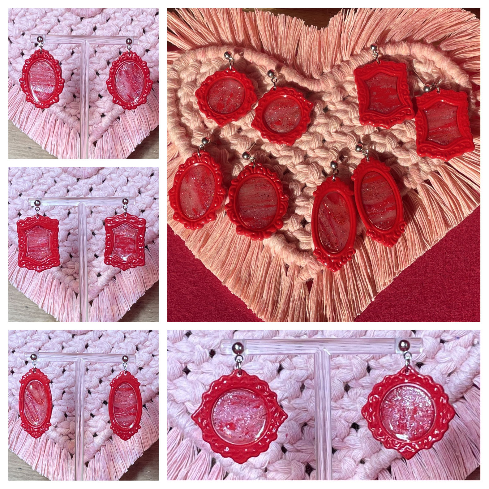 St Valentin-Cœurs Ardents-Boucle d'oreille- argile polymère-Atelier Arti'Zen