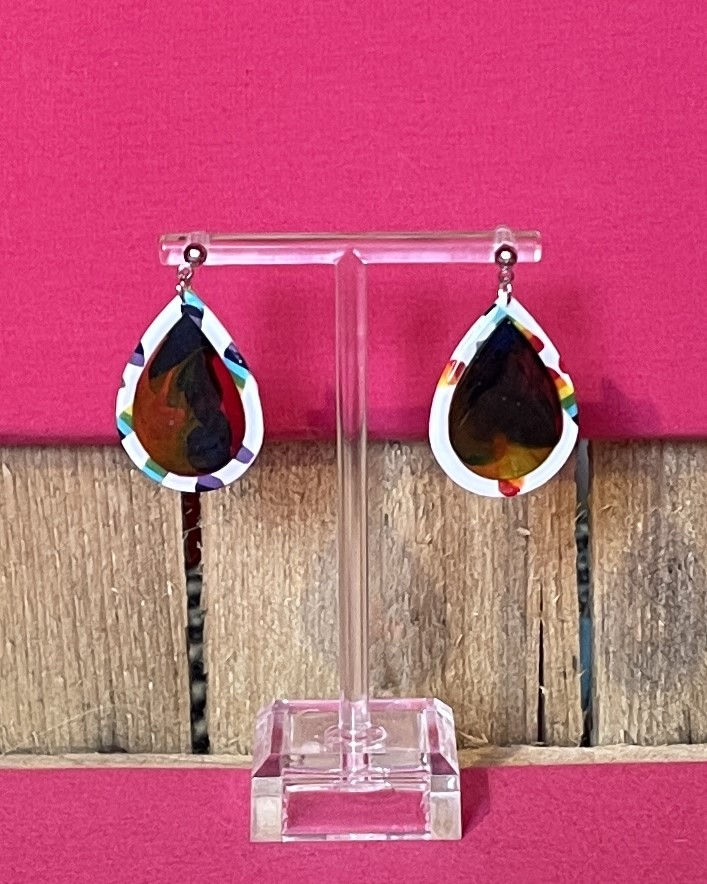 Après la pluie-boucles d’oreilles- argile polymère-arcs-en-ciel-Atelier Arti'Zen