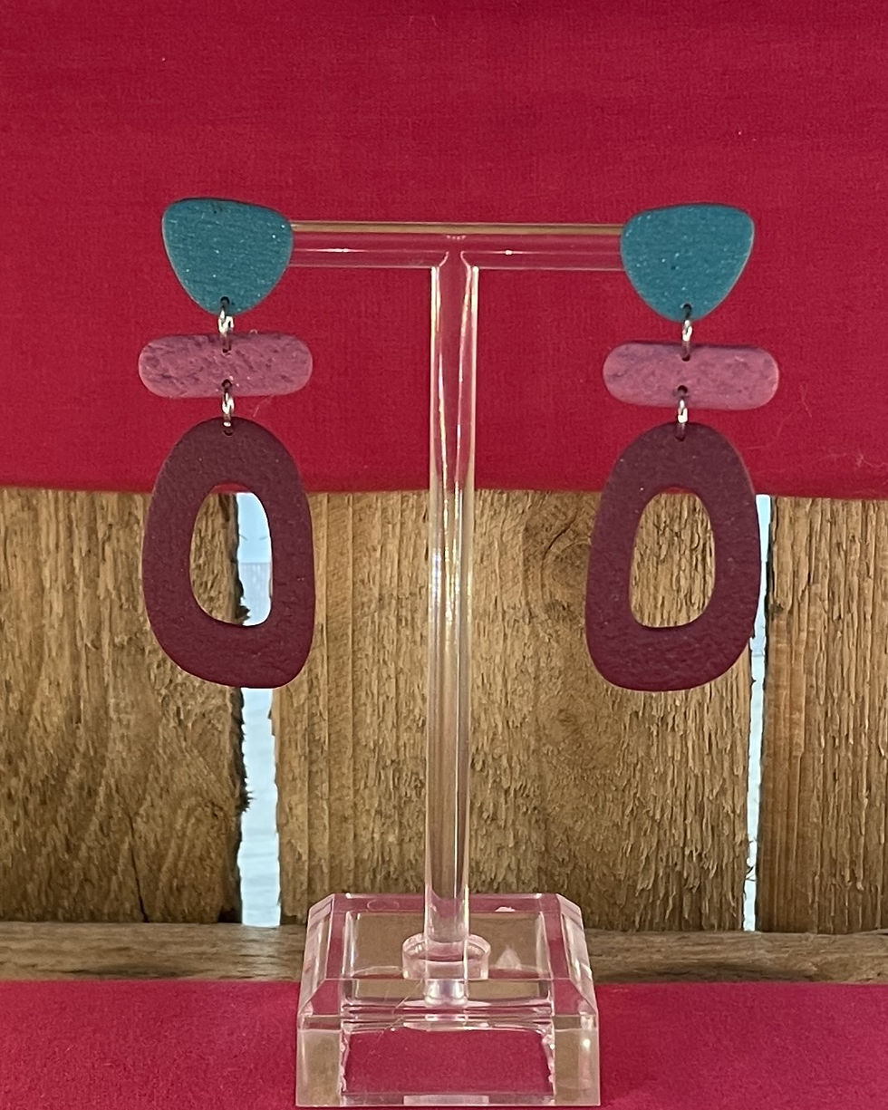 Miniature : Halo – Boucles d'oreilles - argile polymère - Turquoise 1 - Atelier arti'Zen