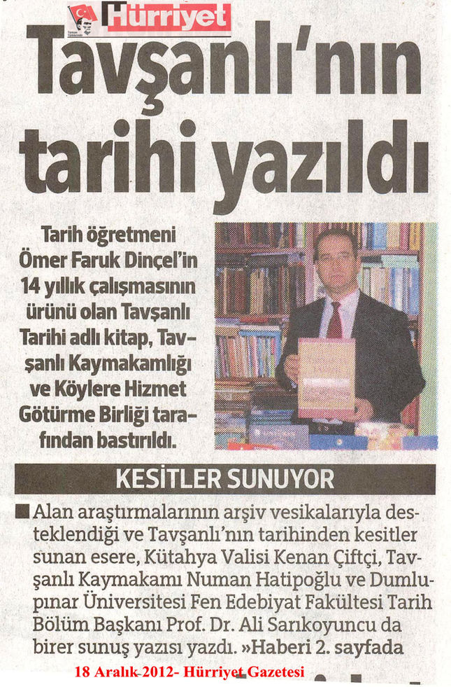 TAVŞANLI TARİHİ
(Hürriyet Gazetesi. 18 Aralık 2012)