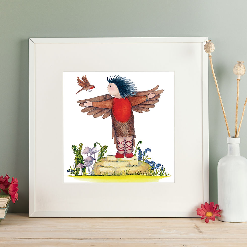 Bird Print In White Mount