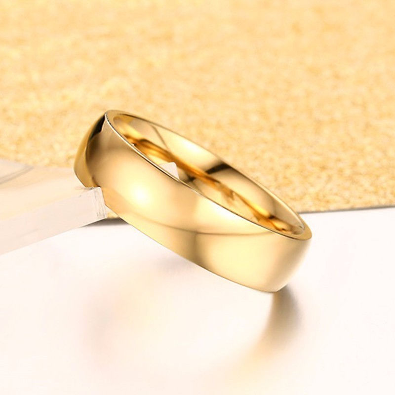 Miniatura: Aliança de casamento dourada em aço inoxidável para homens e mulheres 