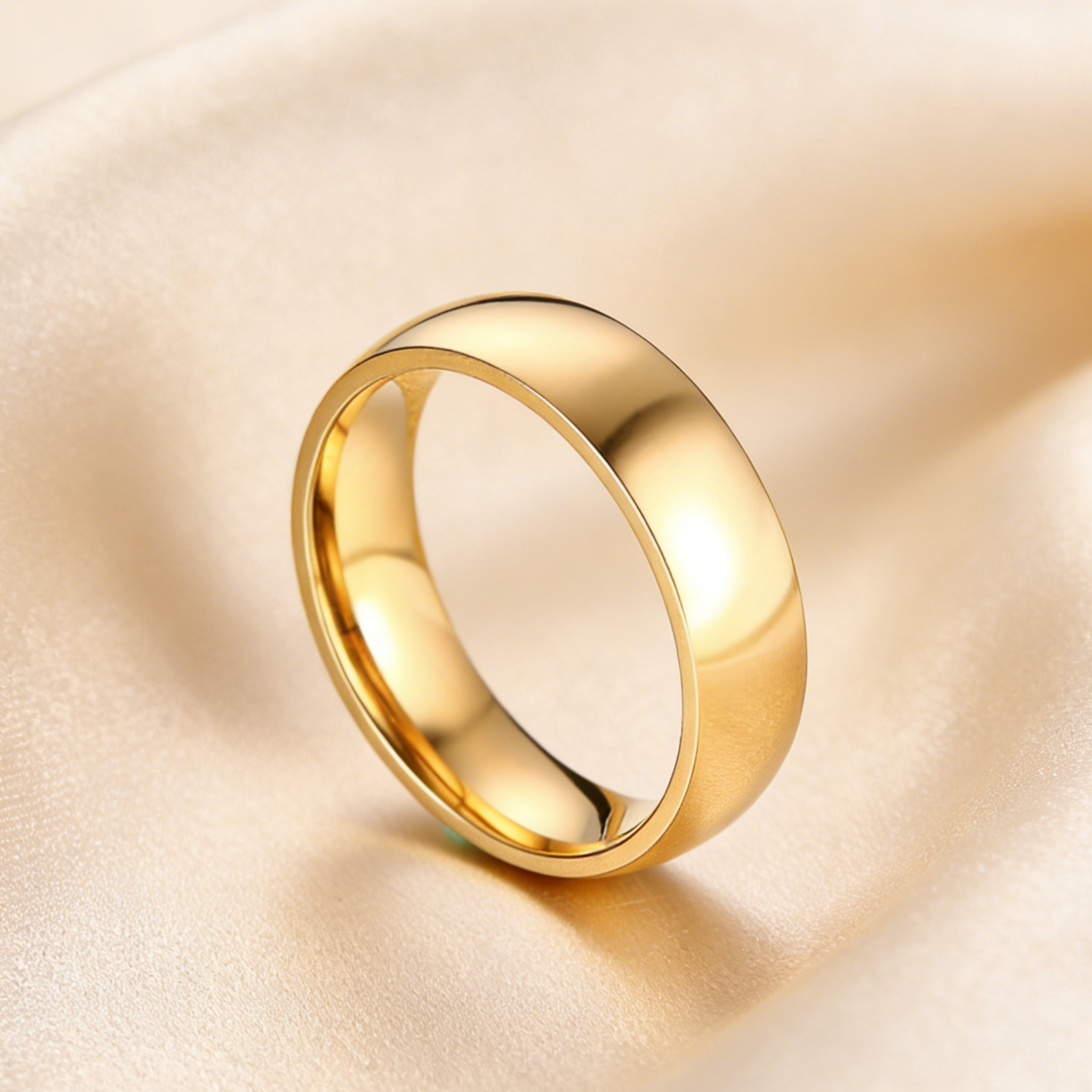 Aliança de casamento dourada em aço inoxidável para homens e mulheres