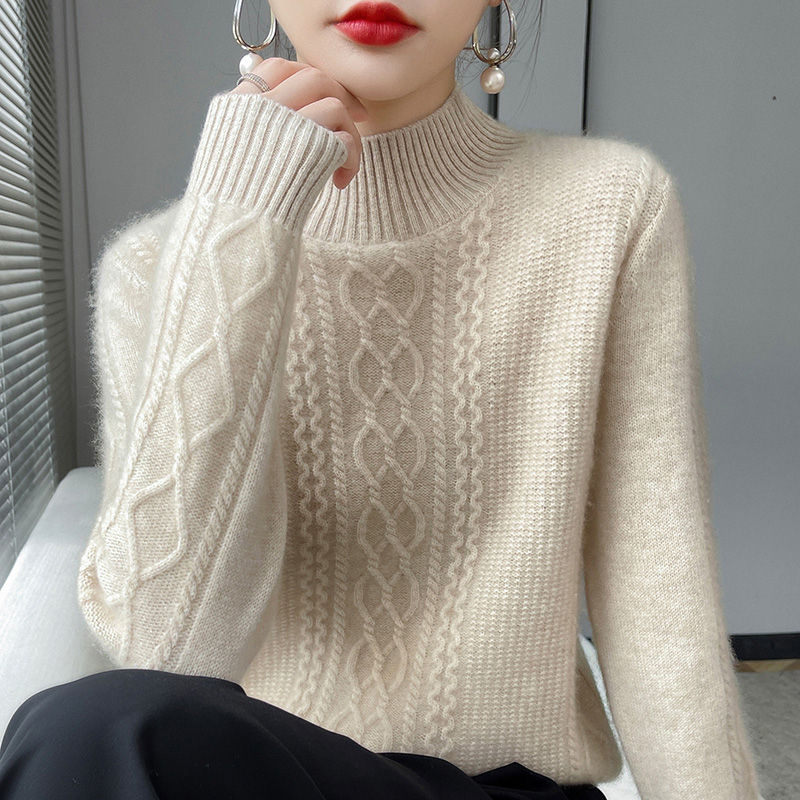 Miniatura: Camisa feminina de gola alta, modelo básico, ideal para outono e inverno