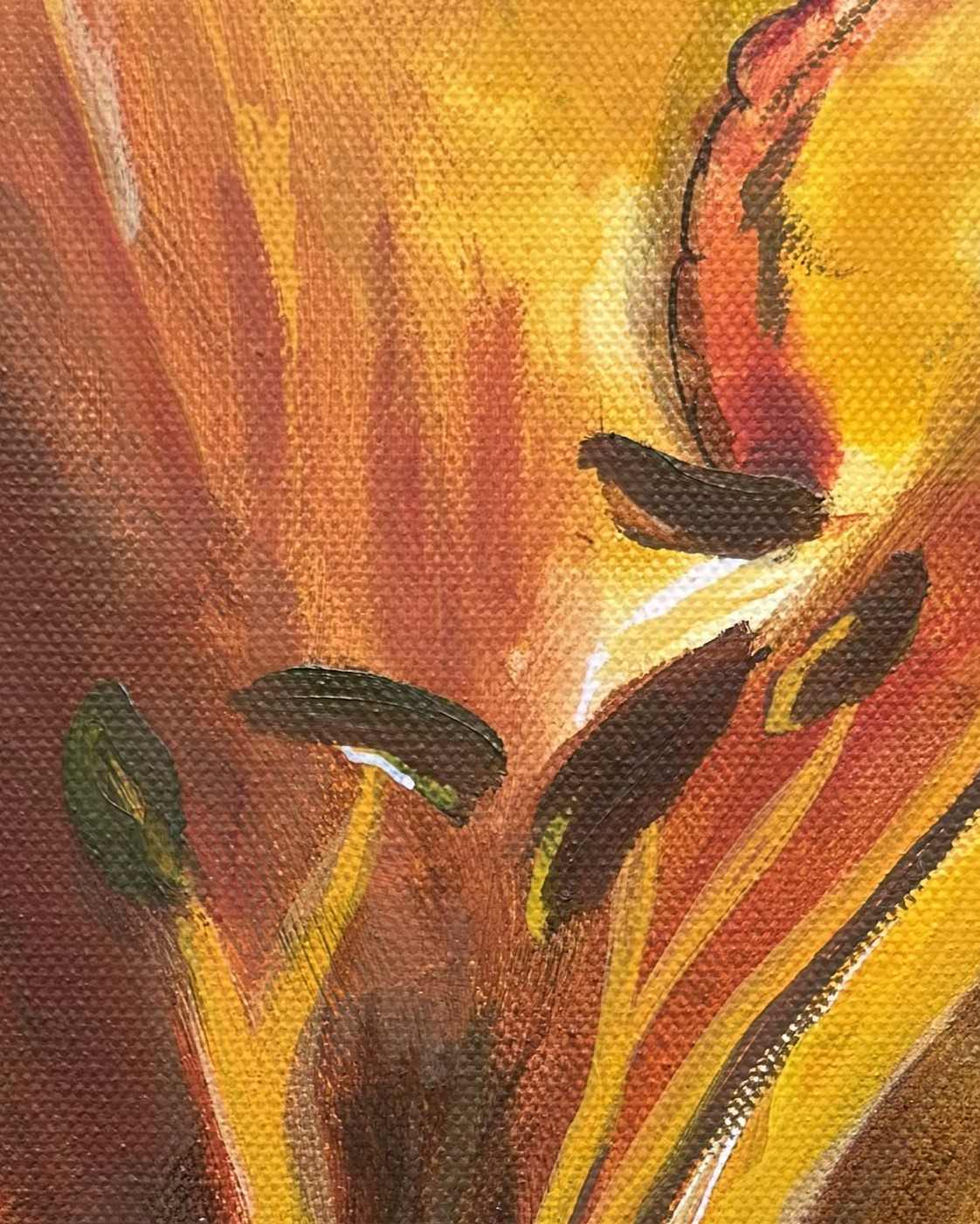detail of a Mixed Media Painting, orange lily blossom.JPEG