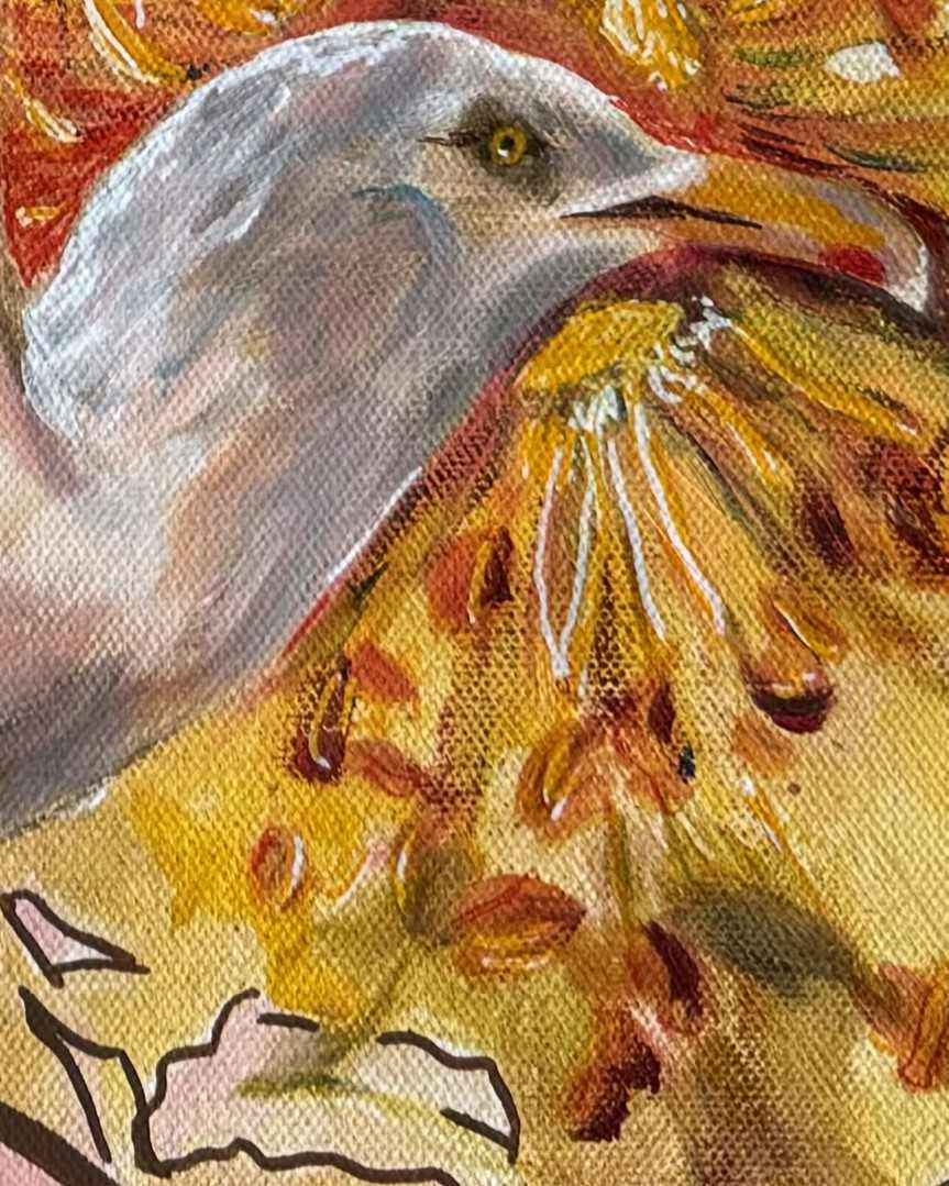 Mixed Media Painting, a gull´s face