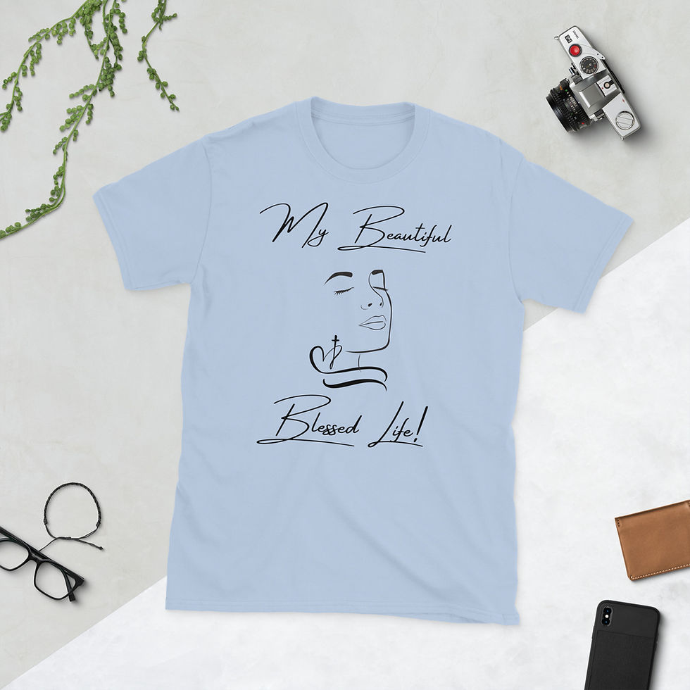 Thumbnail: Cotton blend T-shirt with the message “My Beautiful Blessed Life" featuring a beautiful woman.