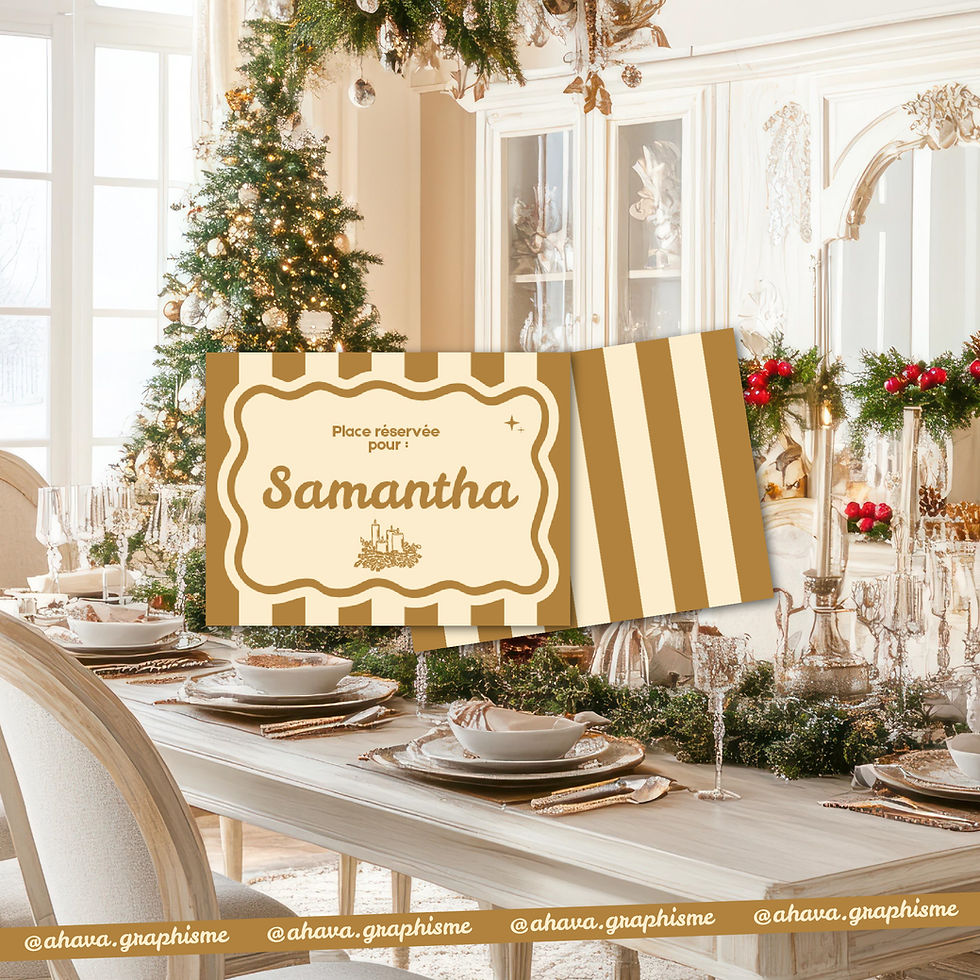 Miniature : Étiquette invité Noël à découper, papeterie DIY, design doré