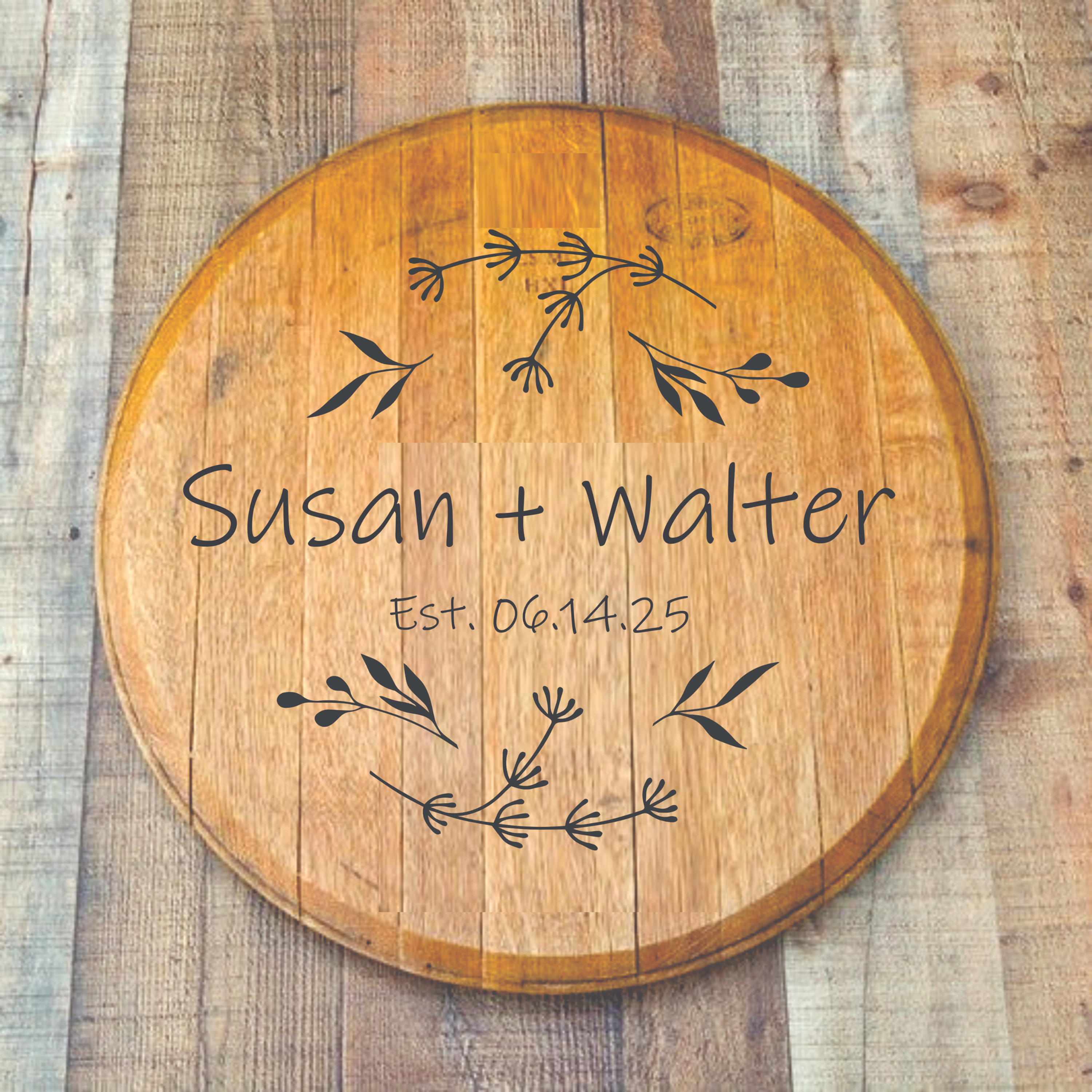 Personalized Bride & Groom Signature Barrel Lid