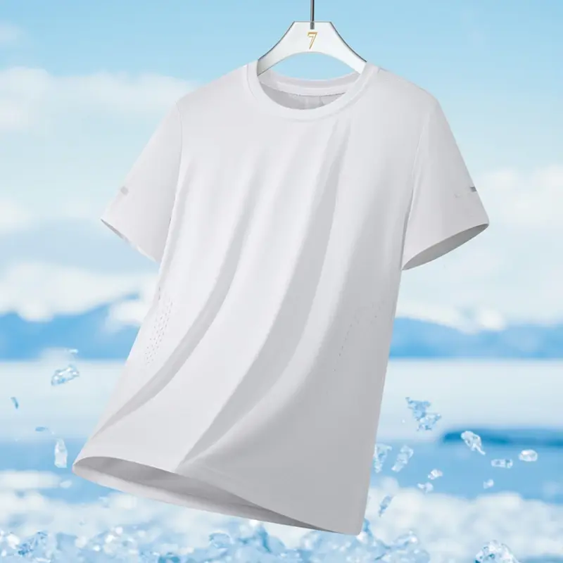 Thumbnail: Running T-Shirt Men Summer Ice Silk Thin Top Reflective Printing Quick Dry Short