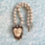 Tibetan silver carved bone mermaid heart pendant agate necklace