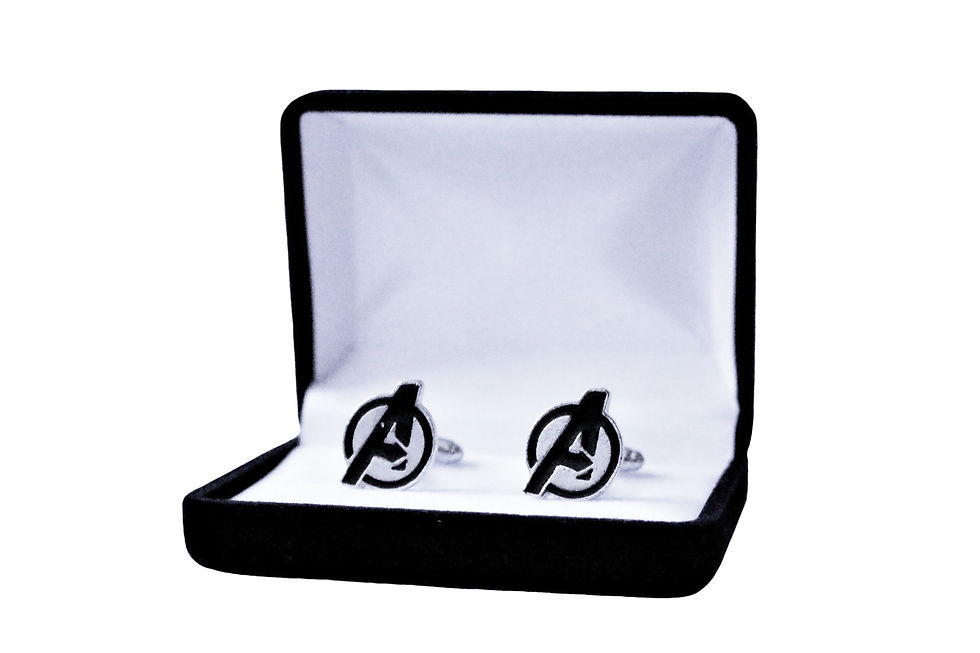 Miniatura: set colleras (gemelos) + prendedor avengers 100% acero