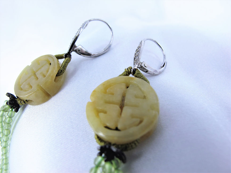 縮圖：JCj 154E Jade 翡翠 Earrings with exclusive design