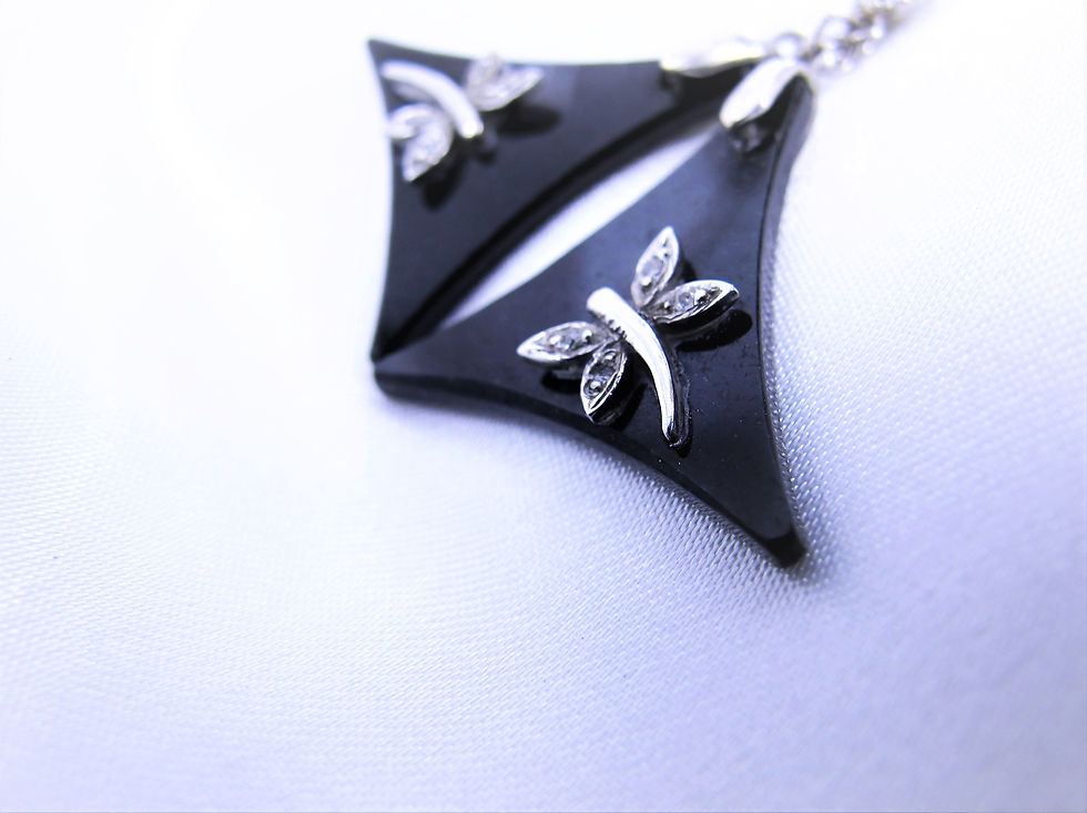Thumbnail: JCj 145E  Black Jade黑翡翠 Earrings