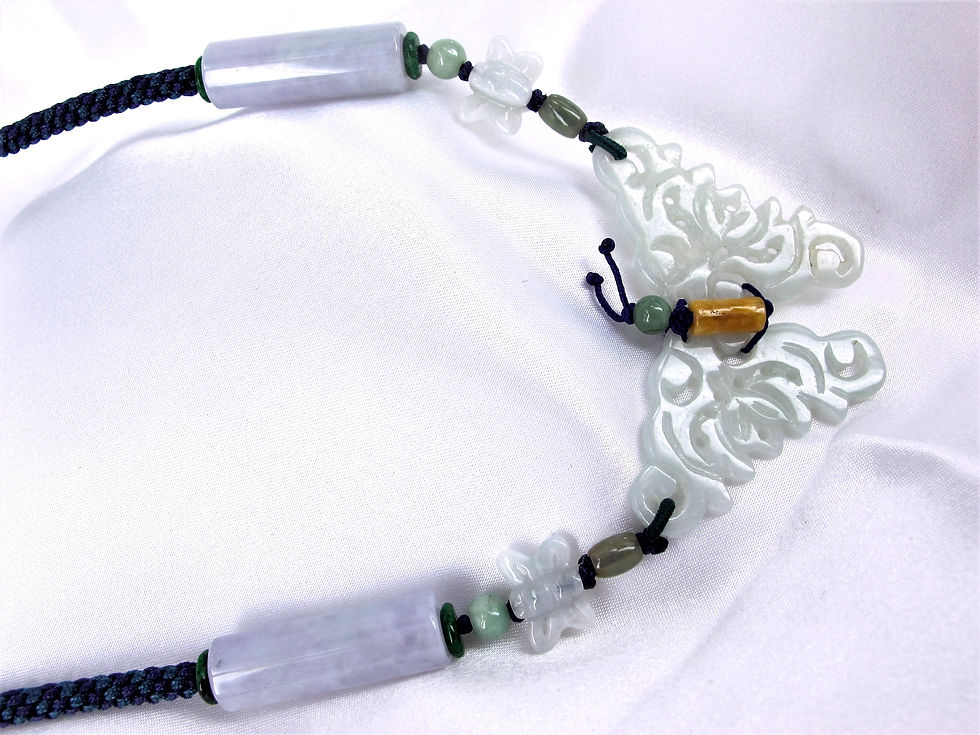 縮圖：JCj 132N Jade 翡翠 Big Butterfly Designed Necklace