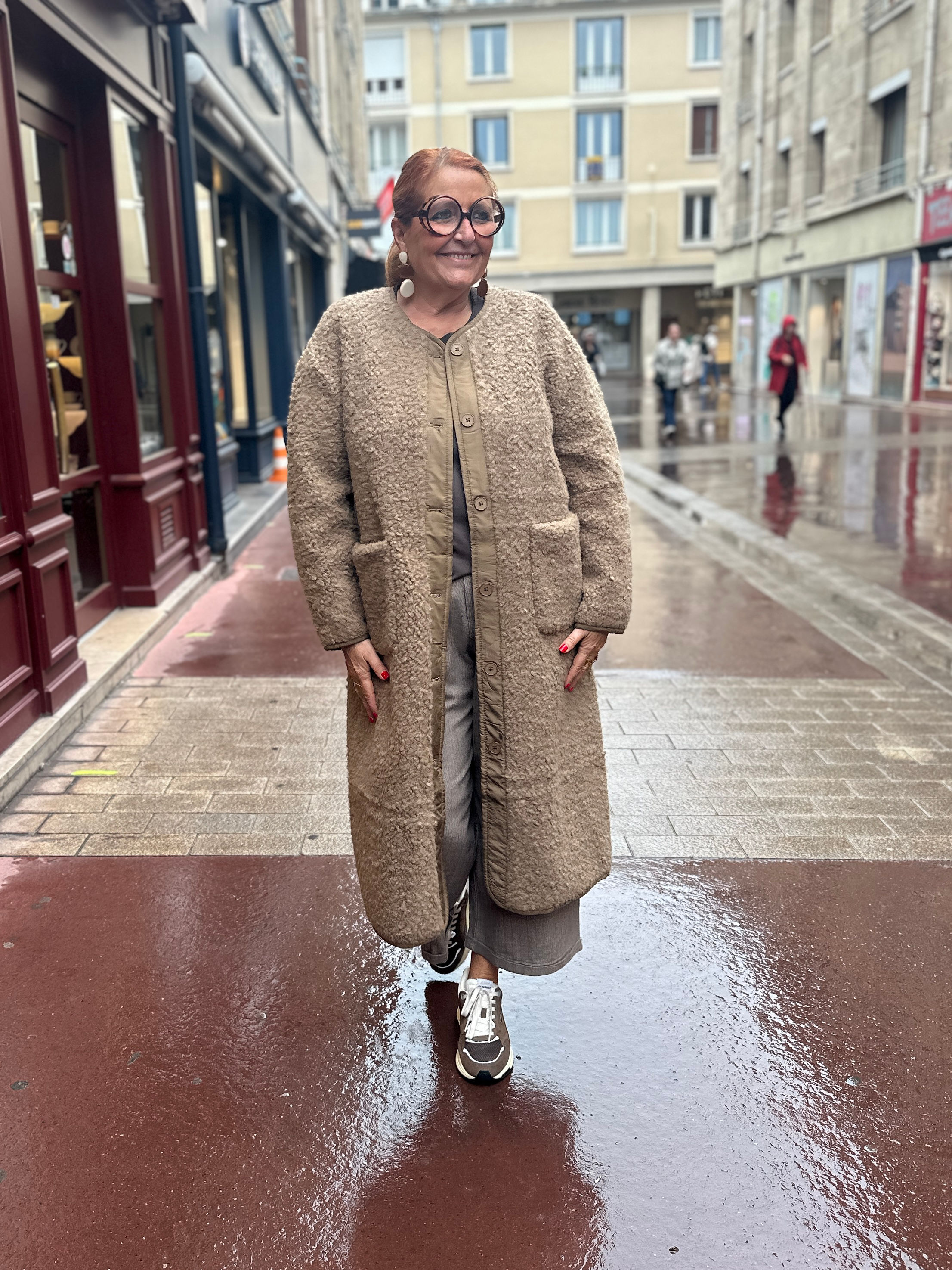 Manteau bouclette camel