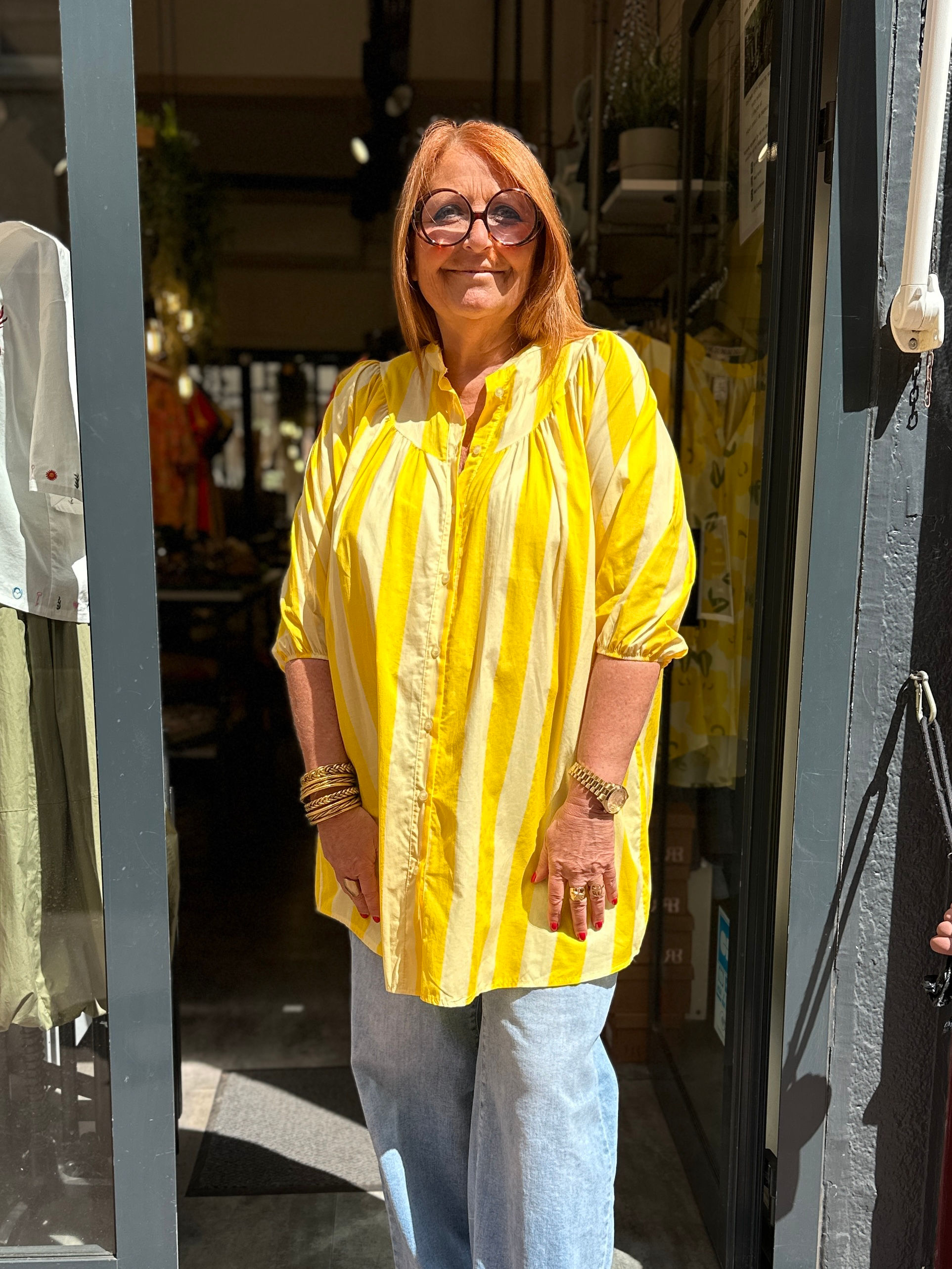 Robe tunique rayée jaune