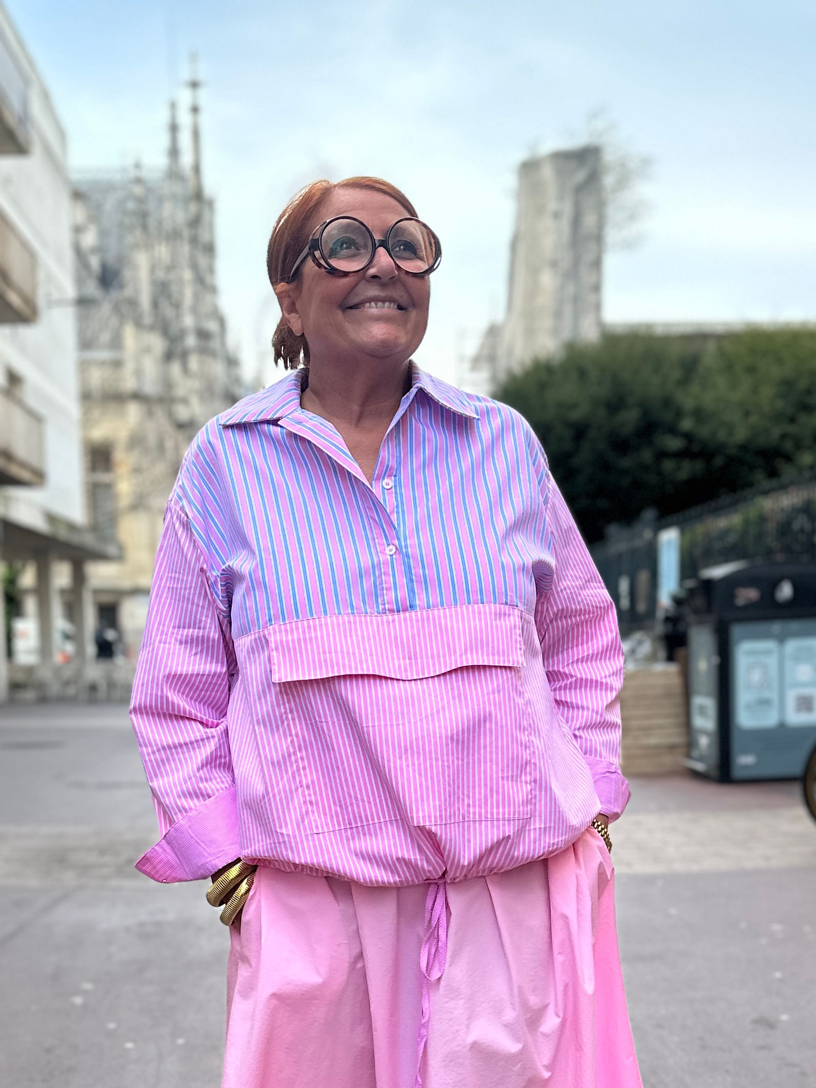 Chemise kangourou rayée 