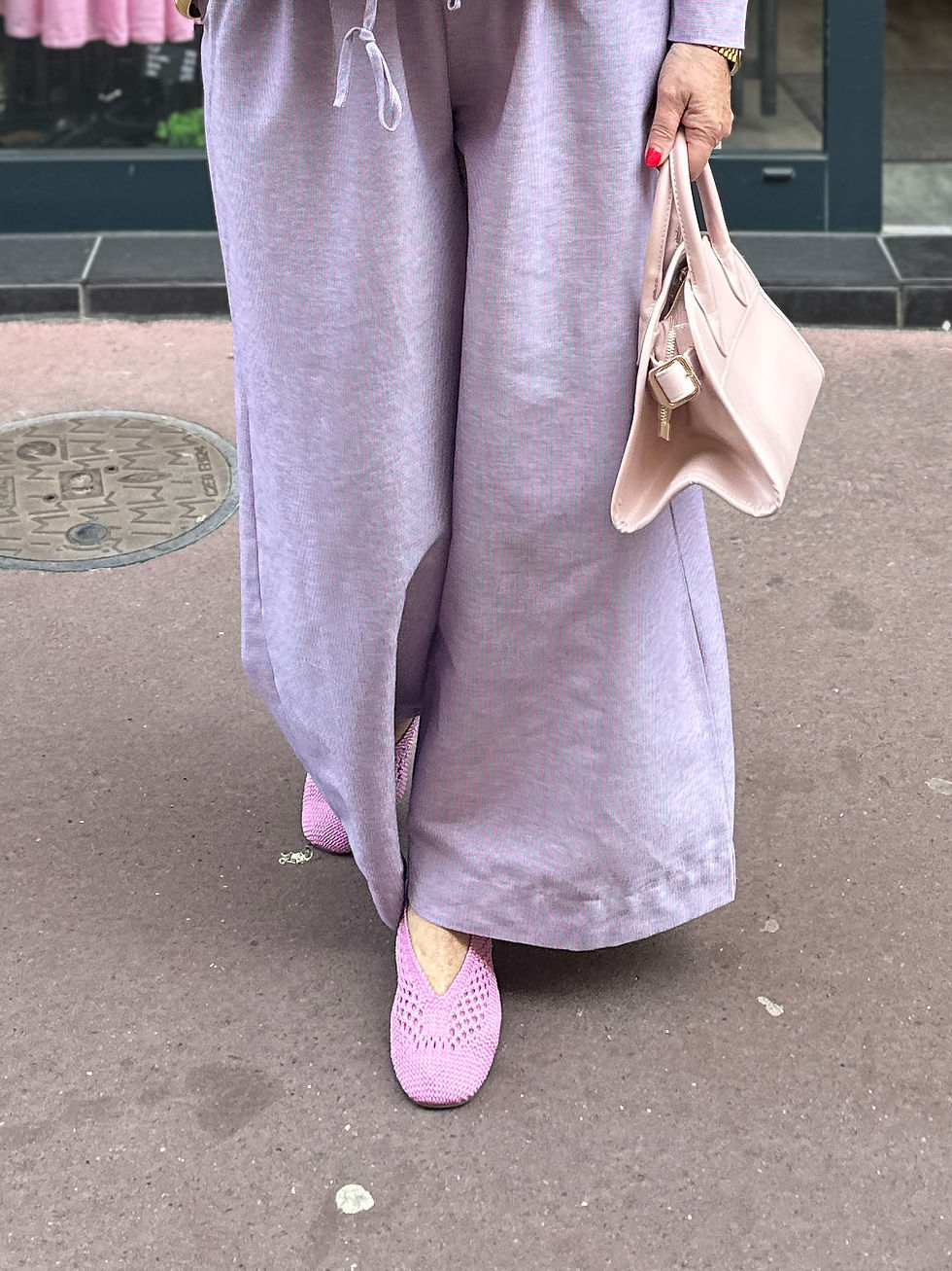 Miniature : Pantalon large rayé rose et bleu