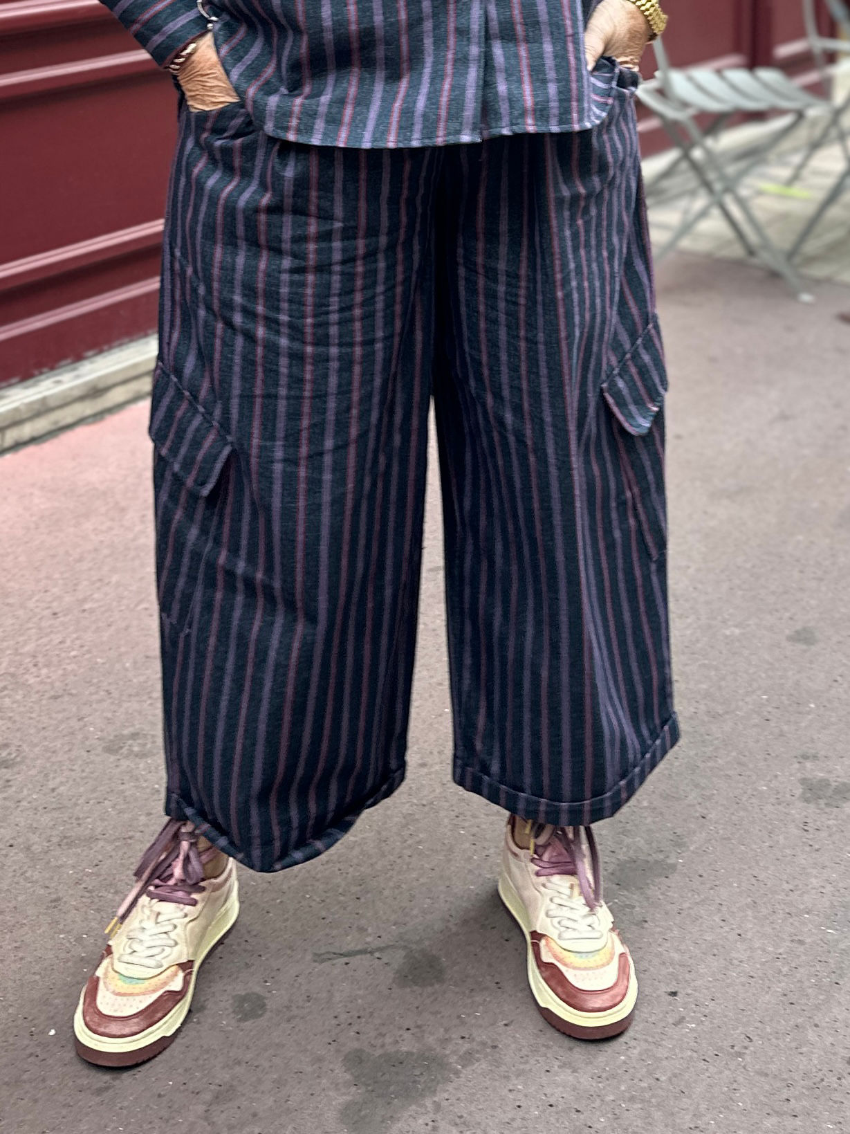 Pantalon cargo rayé